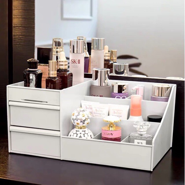 (Xả Kho) Kệ Đựng Mỹ Phẩm, Kệ Để Đồ Trang Điểm Mini 3 Tầng Đa Năng Nhiều Ô Tiện Ích Có Ngăn Kéo