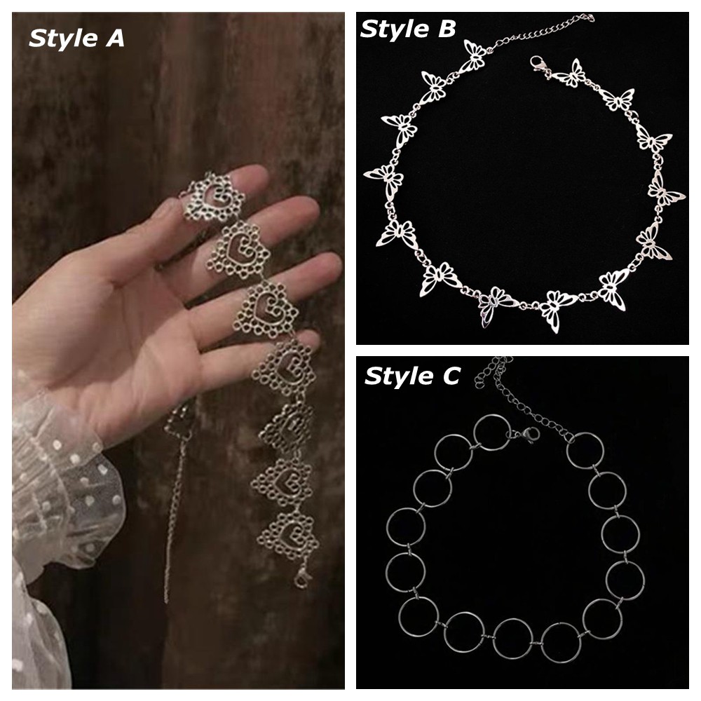 Vòng cổ choker chất liệu hợp kim kiểu trái tim/bươm bướm hình tròn thời trang cho nữ