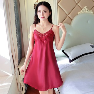 Váy ngủ lụa thái ren ngực chân lượn sóng - vay19, đồ ngủ, váy ngủ