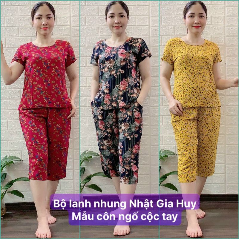 Bộ Lanh Nhung Cộc Tay Quần Ngố Trung Niên Gia Huy