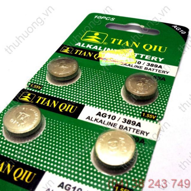 Vỉ 10 Viên Pin AG10 / LR1130H / 389A TIANQIU Chính Hãng Trung Quốc