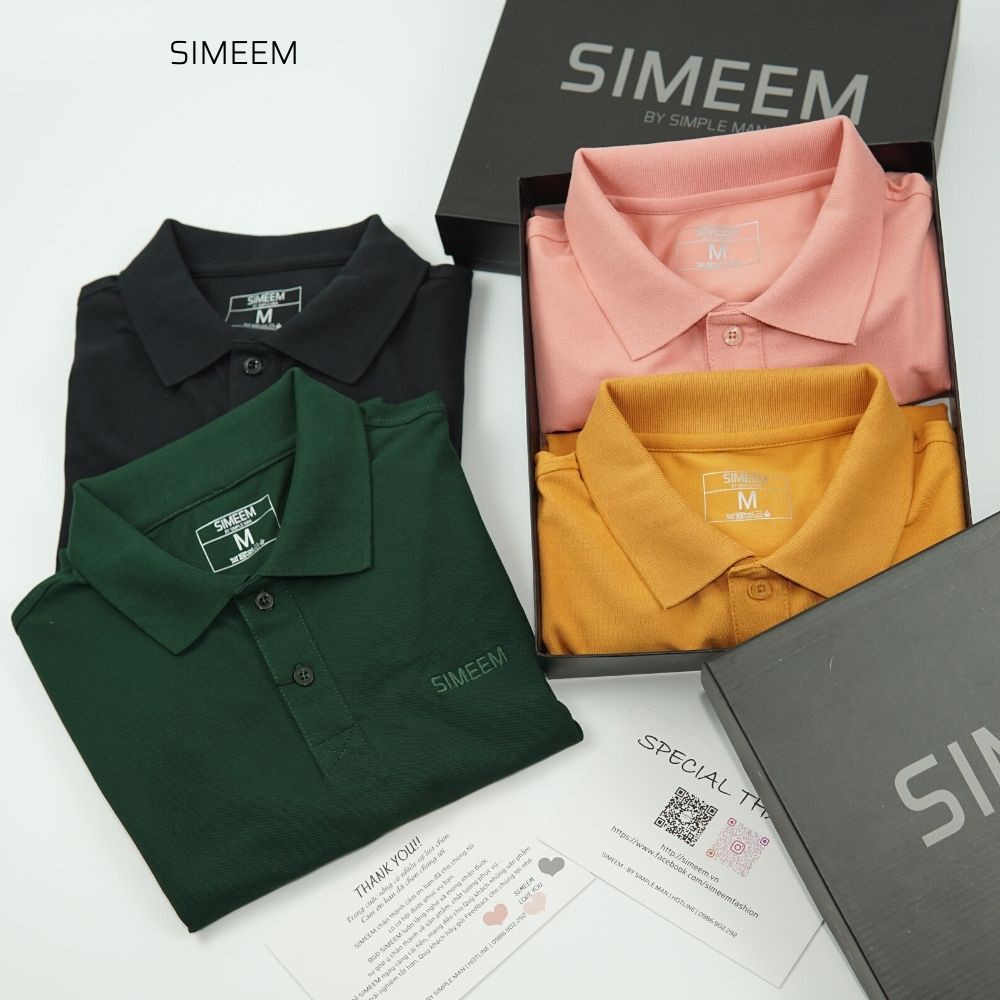 Áo thun Polo nam SIMEEM cổ sơmi thêu ngực vải CVC thoáng mát, hút mồ hôi 4 màu | BigBuy360 - bigbuy360.vn