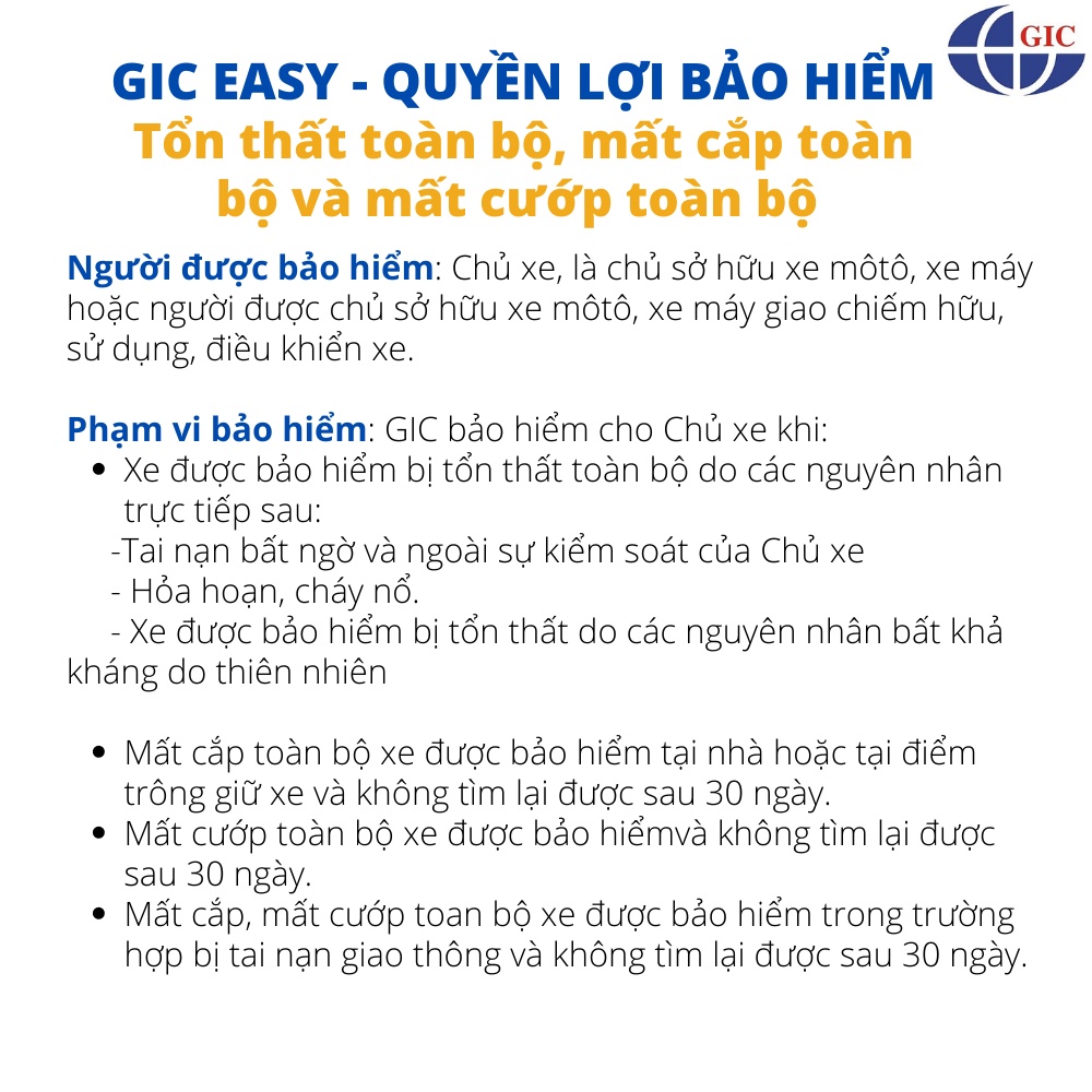 TOÀN QUỐC  Bảo Hiểm Vật Chất + Cứu Hộ Xe Máy - Gói Lite - GIC