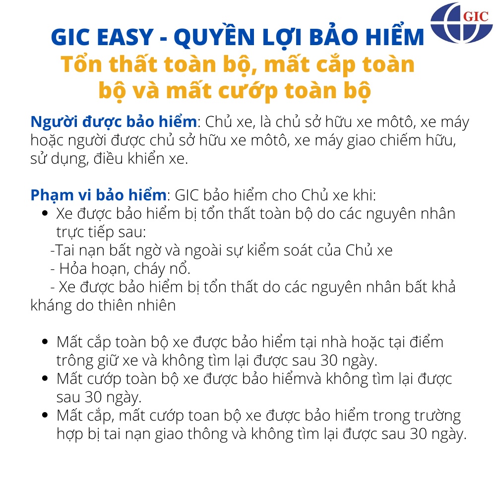 TOÀN QUỐC [Voucher giấy] Bảo Hiểm Vật Chất + Cứu Hộ Xe Máy - Gói Lite - GIC