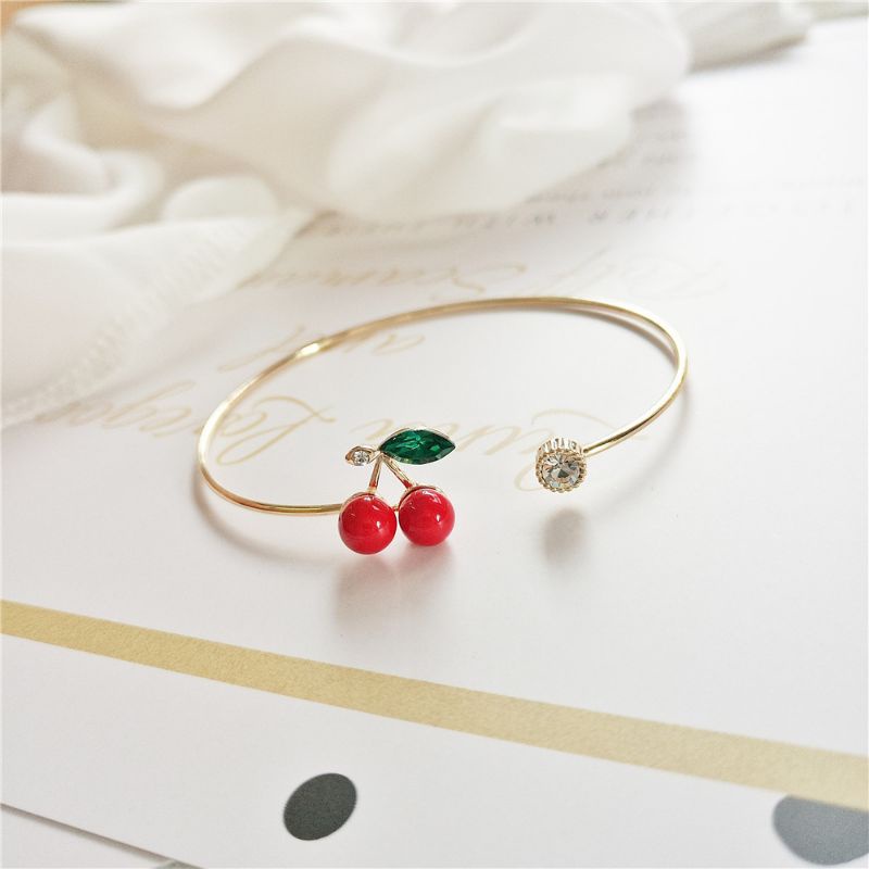 Vòng tay nữ mạ bạc S925 - Lắc tay nữ mạ bạc Ý Double Cherry dễ thương, xinh xắn ZaZa accessories