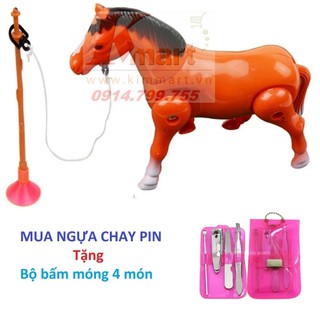 Ngựa đồ chơi dùng pin ngộ nghĩnh + Tặng bộ cắt móng 4 món