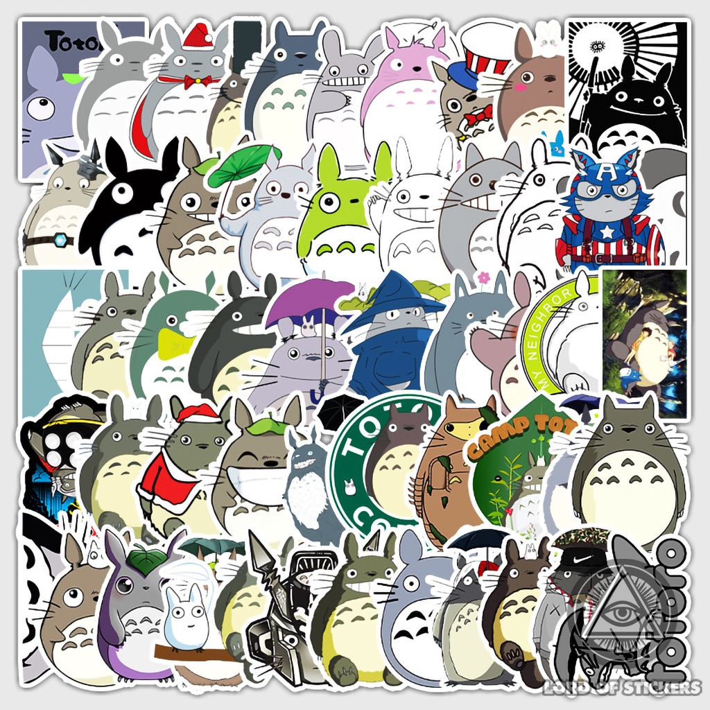 Set 52 Nhãn Dán Hoạt Hình Totoro Sticker Cute Dễ Thương Ghibli Anime Manga Trang Trí Mũ Bảo Hiểm, Điện Thoại, Laptop, Sổ