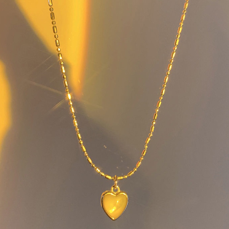 Vòng cổ mặt trái tim đính đá Opal hợp thời trang cho nữ