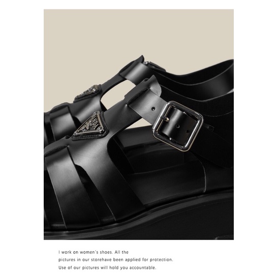 Sandal nữ rọ mõm đế răng cưa cao 6cm khoá cài cá tính