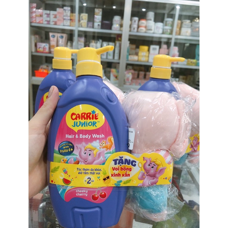 TẮM GỘI CARRIE JUNIOR 700g TẶNG KÈM VOI HỒNG ĐÁNG YÊU