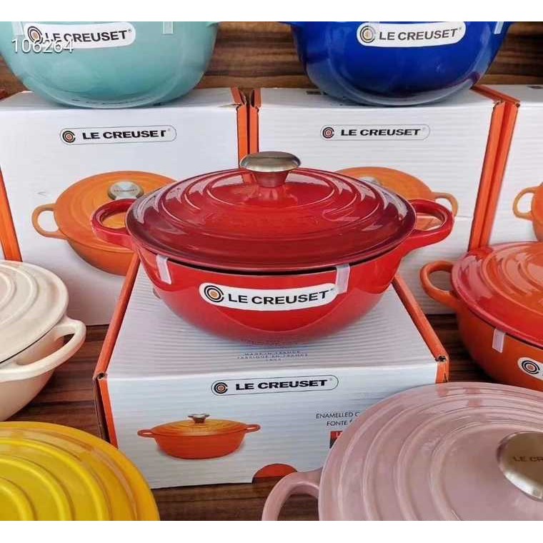 Nồi Le Creuset- Pháp\ Nồi chảo gang đúc tráng men cao cấp rộng 26cm, dùng nấu các món, fullbox quà tặng tân gia