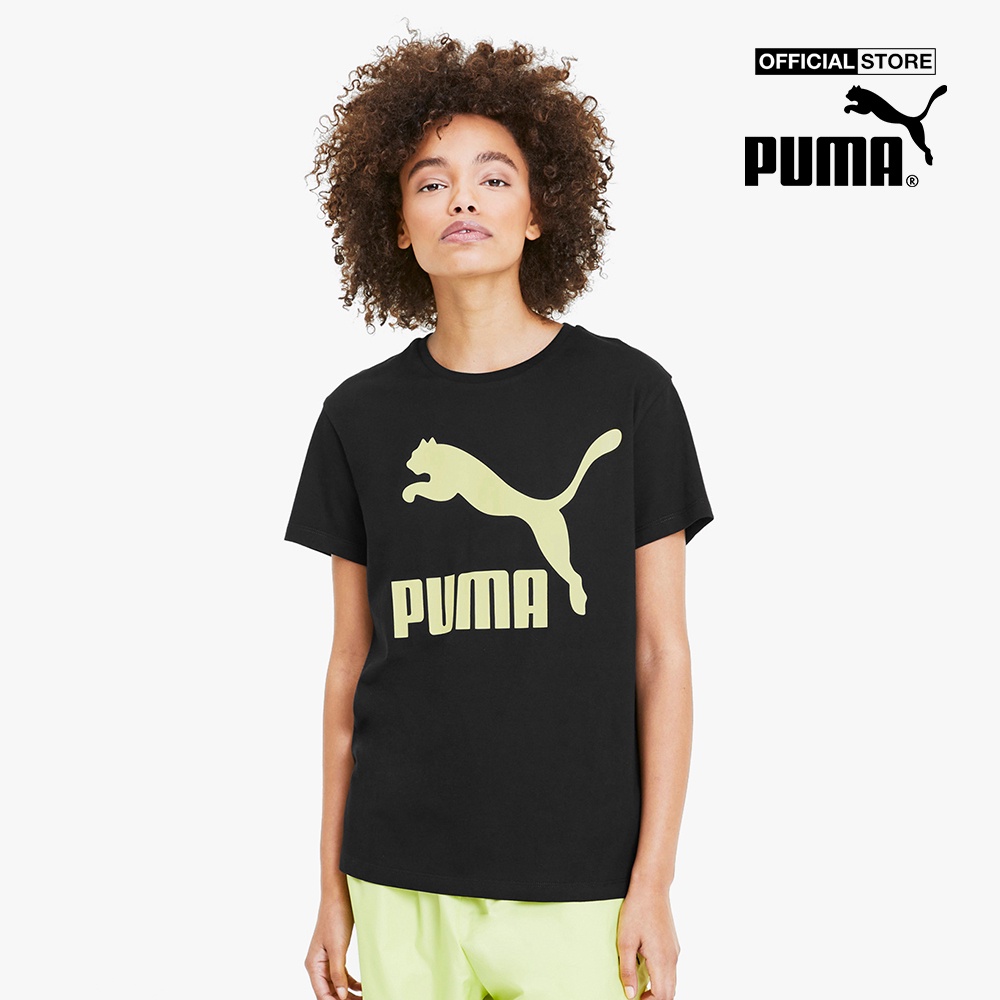 PUMA - Áo thun nữ tay ngắn cổ tròn Prime Classics Logo 595514-76