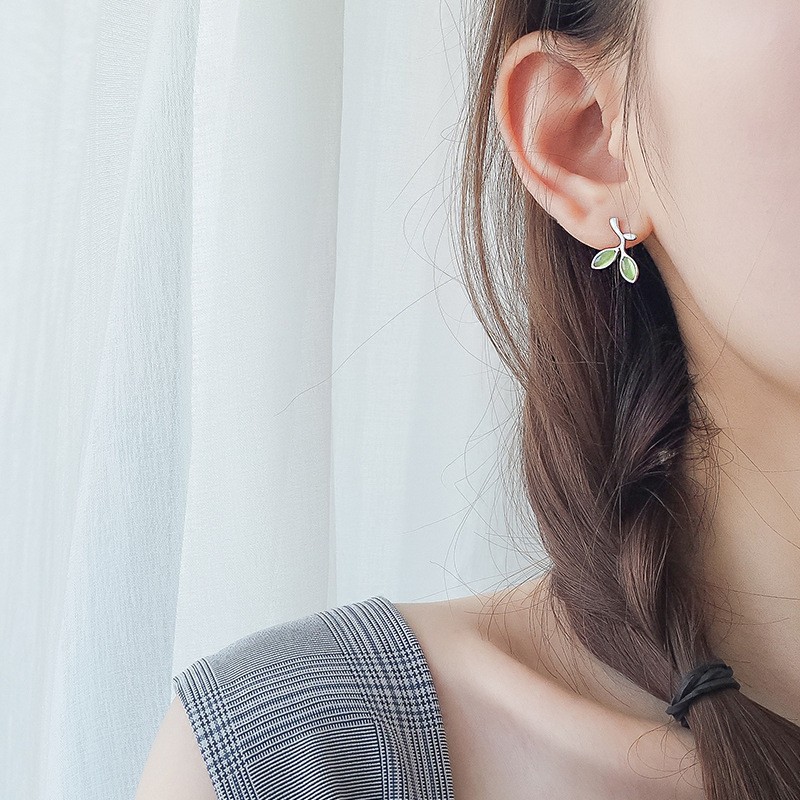 Bộ Trang Sức Gồm Dây Chuyền/ Lắc Tay/ Nhẫn/ Khuyên Tai/ Vòng Tay Mặt Hình Lá Phong Cách Hàn Quốc