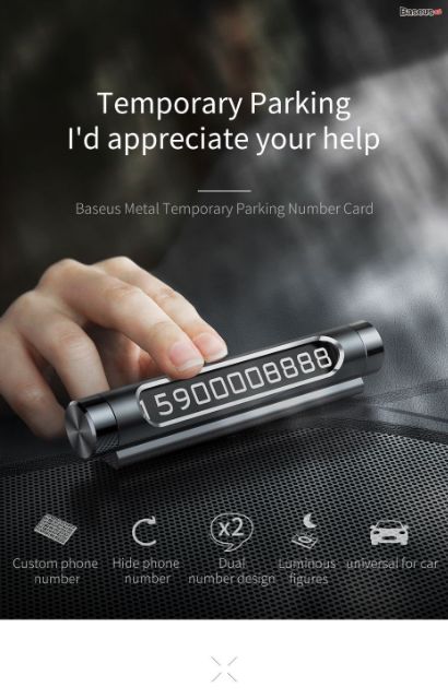 Bảng gắn số điện thoại trên xe hơi Baseus All Metal Temporary Parking Number Plate Series 2 
