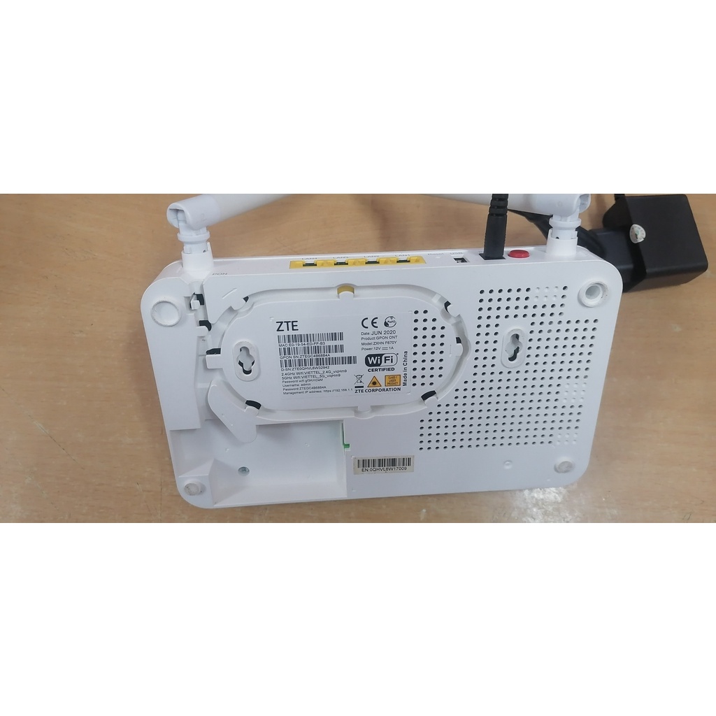 Modem Wifi Quang ZTE Viet.tel ZXHN-F671Y, ZXHN-F670Y, ZXHN-F670L Hai Băng Tần 2.4G và 5G (Cũ).