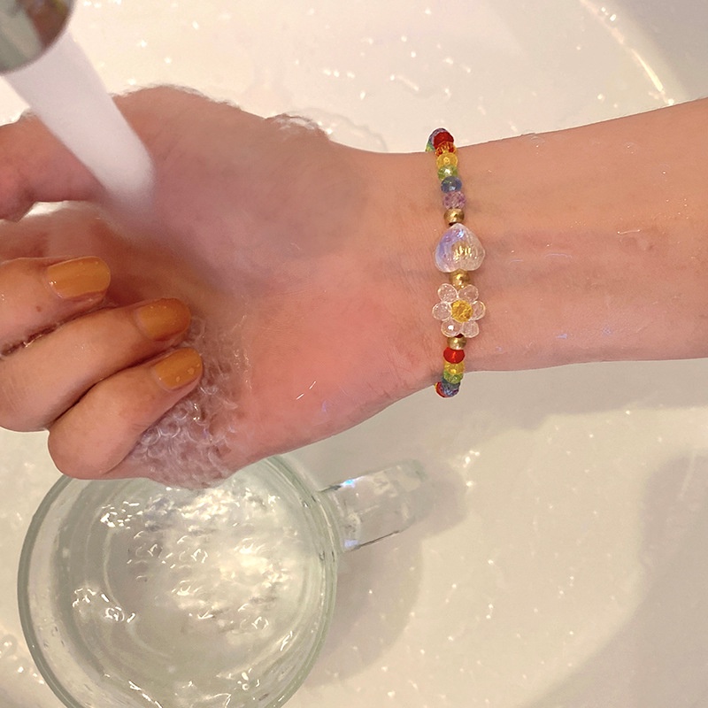 Vòng Tay Đính Hạt Pha Lê Hình Hoa Phong Cách Hàn Quốc Xinh Xắn Mới | BigBuy360 - bigbuy360.vn