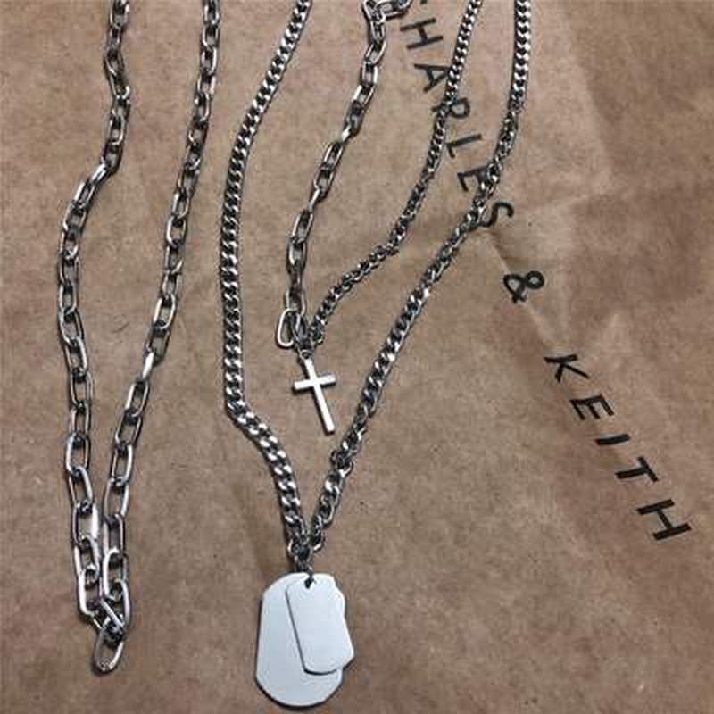 Vòng cổ nhiều lớp màu đen phong cách hip hop cho cặp đôi