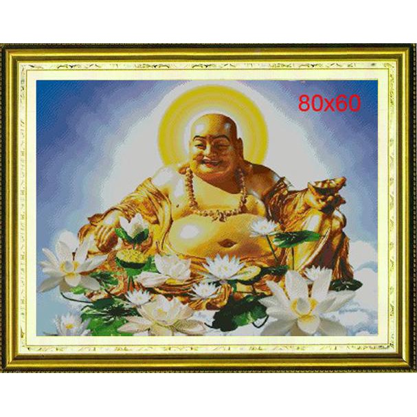 Tranh thêu chữ thập (THÊU TOÀN BỘ) Pháp Vương Di Lặc Tôn Phật PC215A (TRANH TỰ THÊU) KT:80X60CM