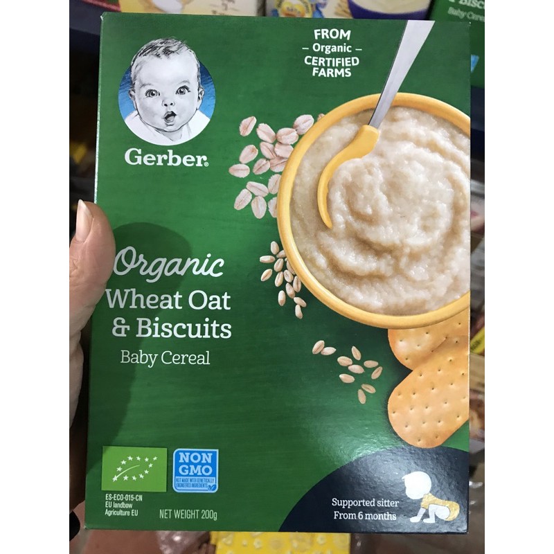 Bột Gerber Oganic Vị Yến mạch và Bánh quy 200gr