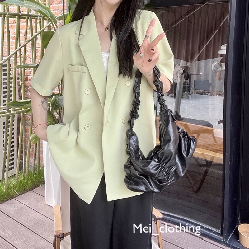 Áo Blazer cộc tay KHÔNG TÚI Quảng Châu hàng đẹp/ Vest nữ tông màu nhẹ nhàng