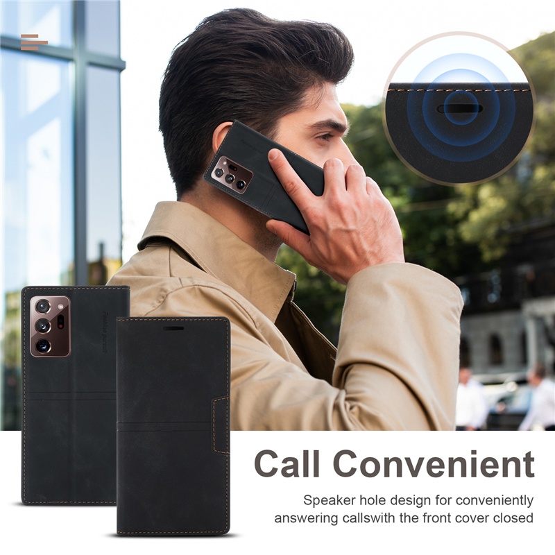 Ốp Điện Thoại Da Gập Nam Châm Có Ngăn Đựng Thẻ Cho Samsung Note 8 9 10 Plus 20 S22 Ultra S10 Lite A91 A81
