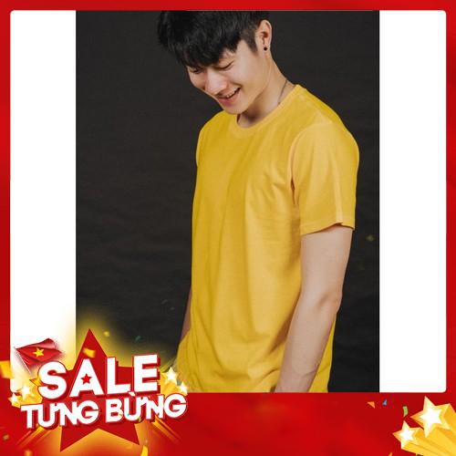 áo cặp đôi nam nữ cao cấp hiệu GOLD RHINO màu vàng cổ tròn 100% cotton thoáng mát kháng khuẩn - Hàng nhập khẩu