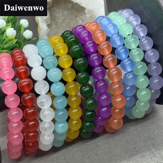 Vòng đeo tay hạt đá chalcedony tự nhiên 8mm 11 màu bắt mắt thanh lịch