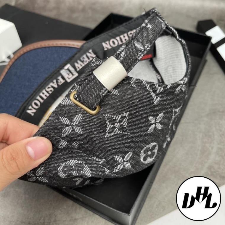 Nón Kết Jean Viền Da Thêu Mạc LV Khoá Gài Thời Trang Nam Nữ