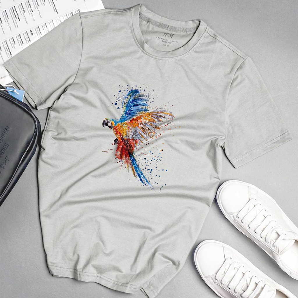 Áo phông nam vẹt 7 màu phong cách unisex màu xám