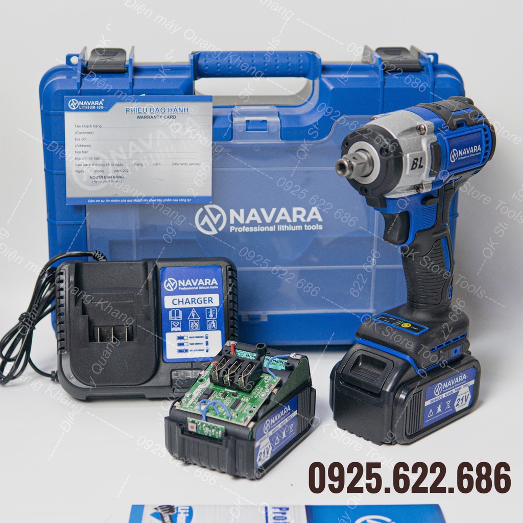 Máy siết bulong dùng pin không chổi than NAVARA 380NM - Tặng kèm bộ phụ kiện cao cấp