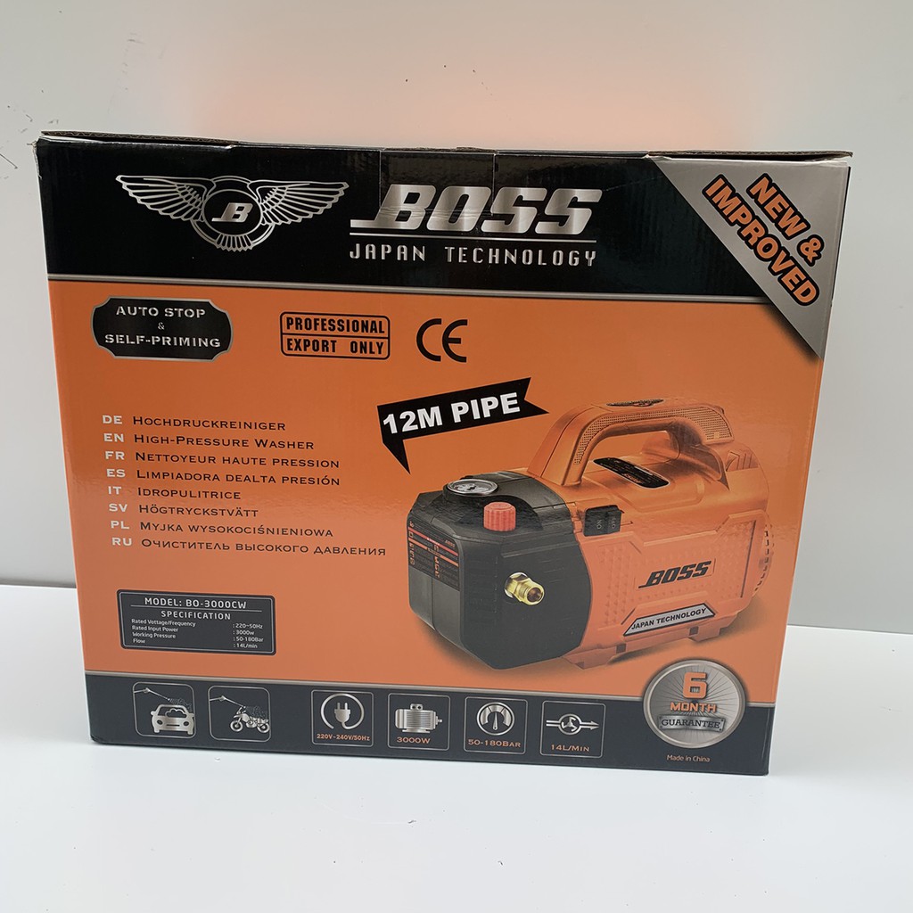 Máy Rửa Xe Chỉnh Áp BOSS Công Suất 3000W Thế Hệ Mới - Tăng kèm cút nối nhanh và nối dài