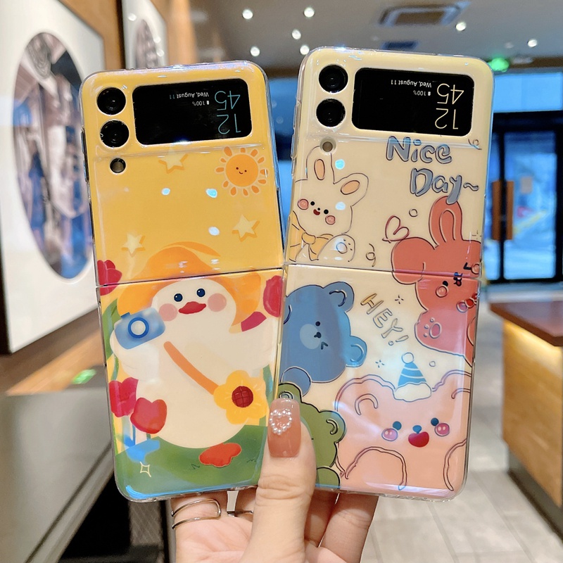 Ốp Điện Thoại Silicon Mềm Họa Tiết Vịt Hoạt Hình blu-ray Cho samsung galaxy z flip 3 flip4 z flip3