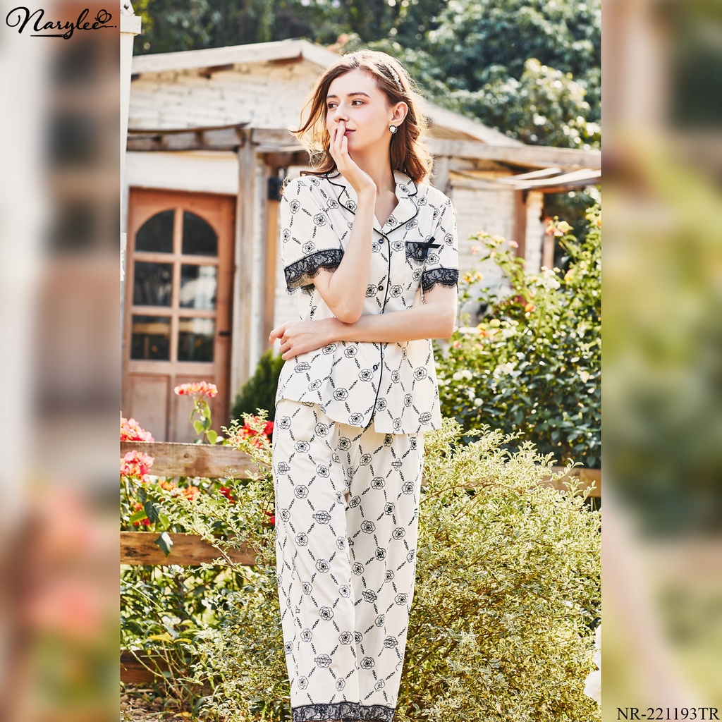 Đồ bộ pyjama mặc nhà nữ cao cấp Narylee áo cộc quần dài cotton nhập khẩu mềm mịn chống tia UV kháng khuẩn mã NR221193