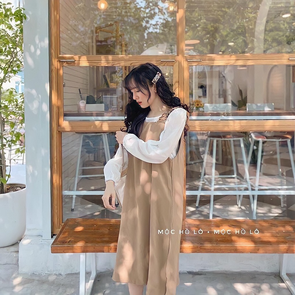 Váy Nữ, Váy Yếm Chất Nỉ Nhung Phối Áo Sơ Mi Rời Siêu Xinh Loại Đẹp | BigBuy360 - bigbuy360.vn