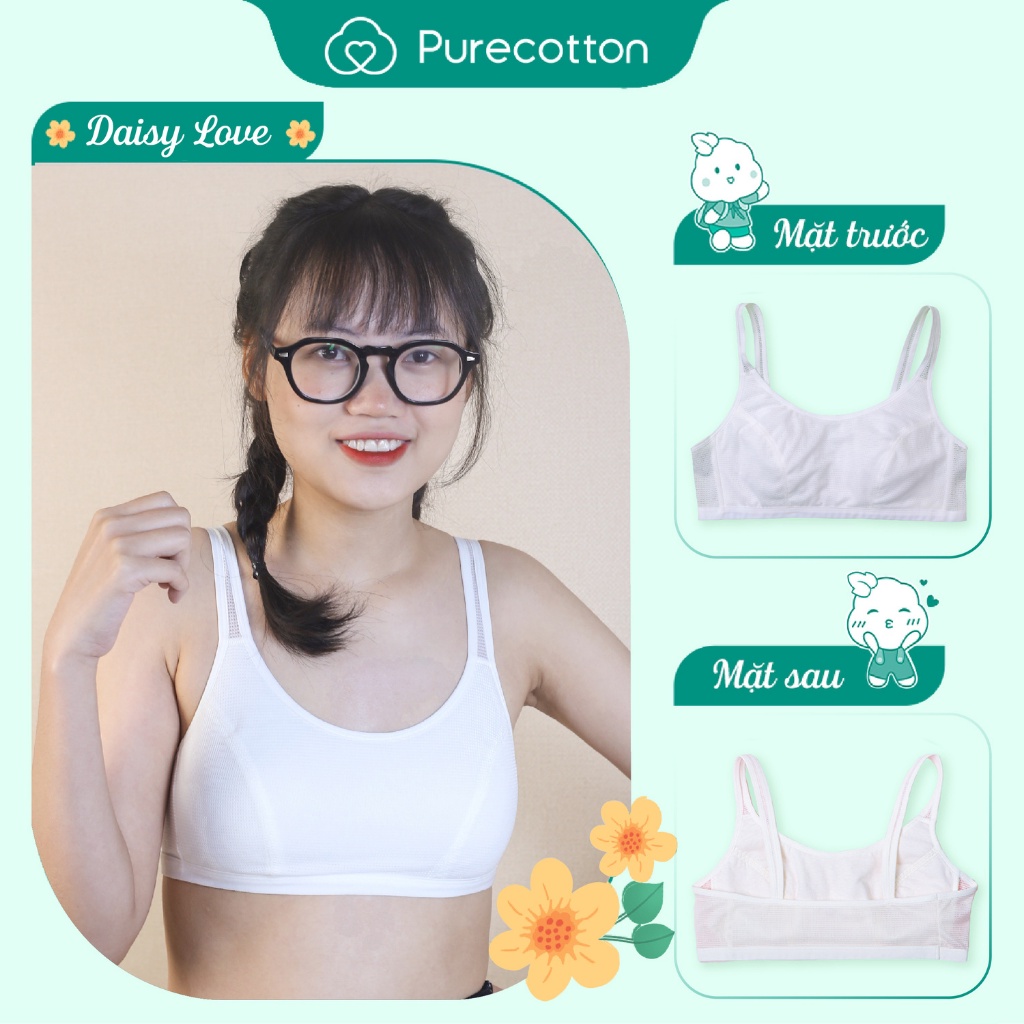 Áo lá học sinh Daisy Love Purecotton bề mặt vải lưới kiểu dáng chui đầu không đệm PC066