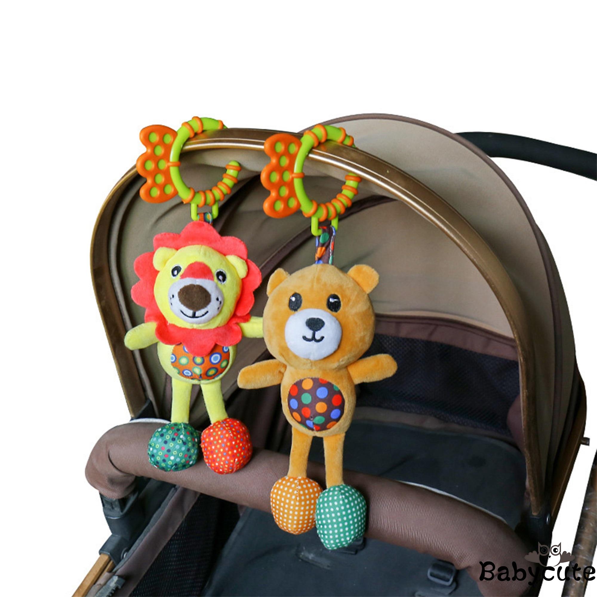 B-BBaby Hanging Toys Stuffed Animal with C-Clip Ring Activity Development Toy for Crib Stroller Carseat Decoration