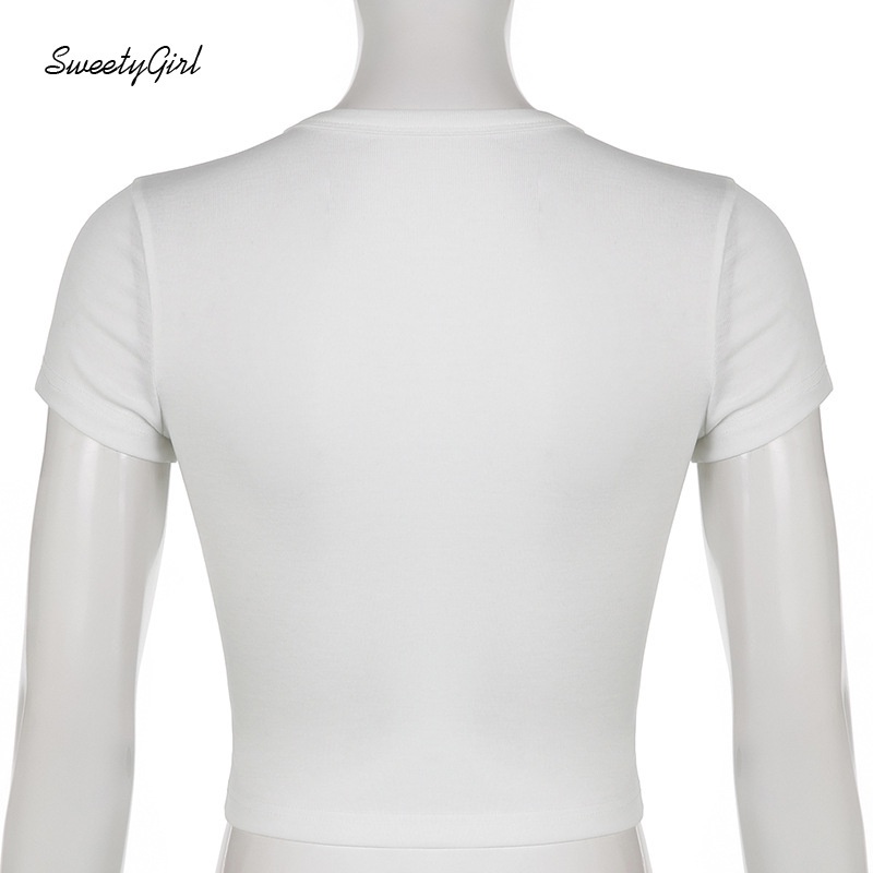 Áo Crop Top Mỏng Cổ Tròn Tay Ngắn In Chữ Thời Trang Dành Cho Nữ 2022