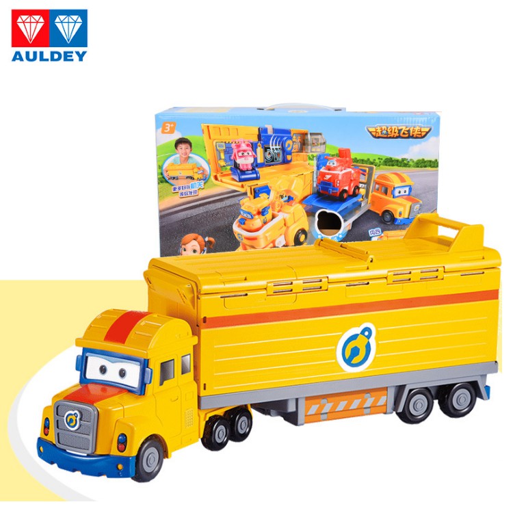 Bộ xe tải trạm super wings và Robot biến hình kết hợp xe cứu hộ nhỏ Donnie Thông Minh đồ chơi trẻ em