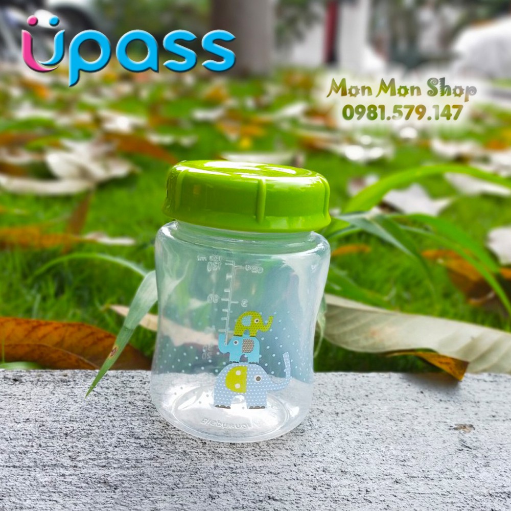 [150ml] Bình trữ sữa/ bình đựng sữa mẹ cổ rộng UPASS Thái Lan vạch chia 125ml tương thích Pigeon