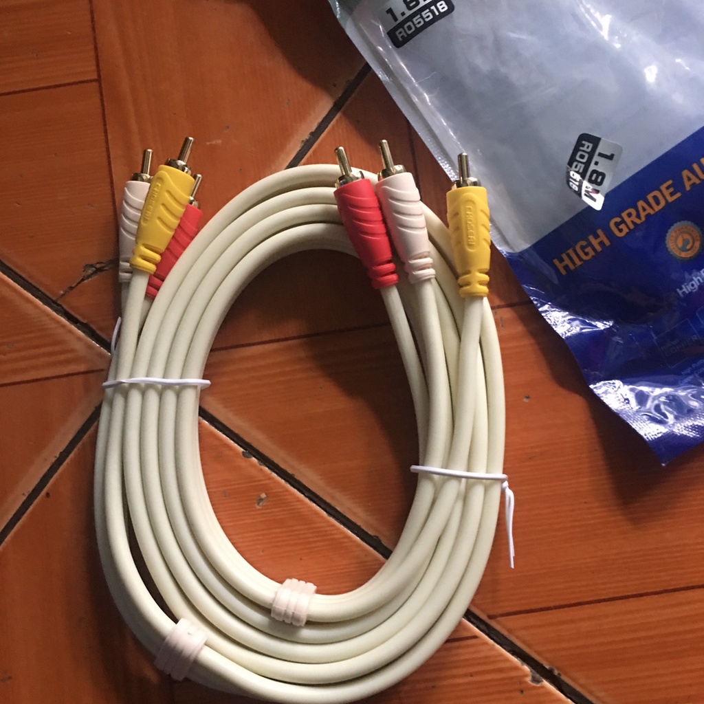 Dây AV 6 đầu hoa sen lõi hợp kim đồng vỏ trắng, Hàng xịn chất lượng