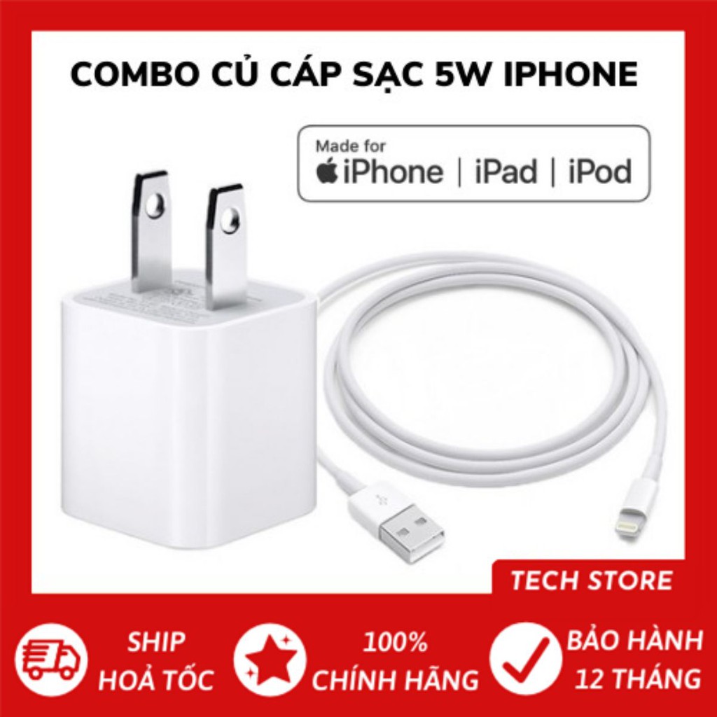 [ Chính hãng ] Sạc iPhone 5W Power Adapter - Củ sạc iPhone - Bảo hành 12 tháng Techstore