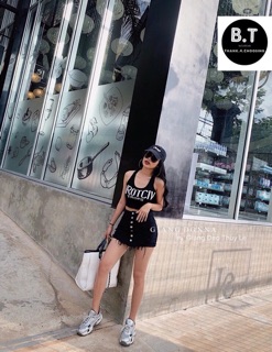 ÁO LEN CROPTOP 3 LỖ QC