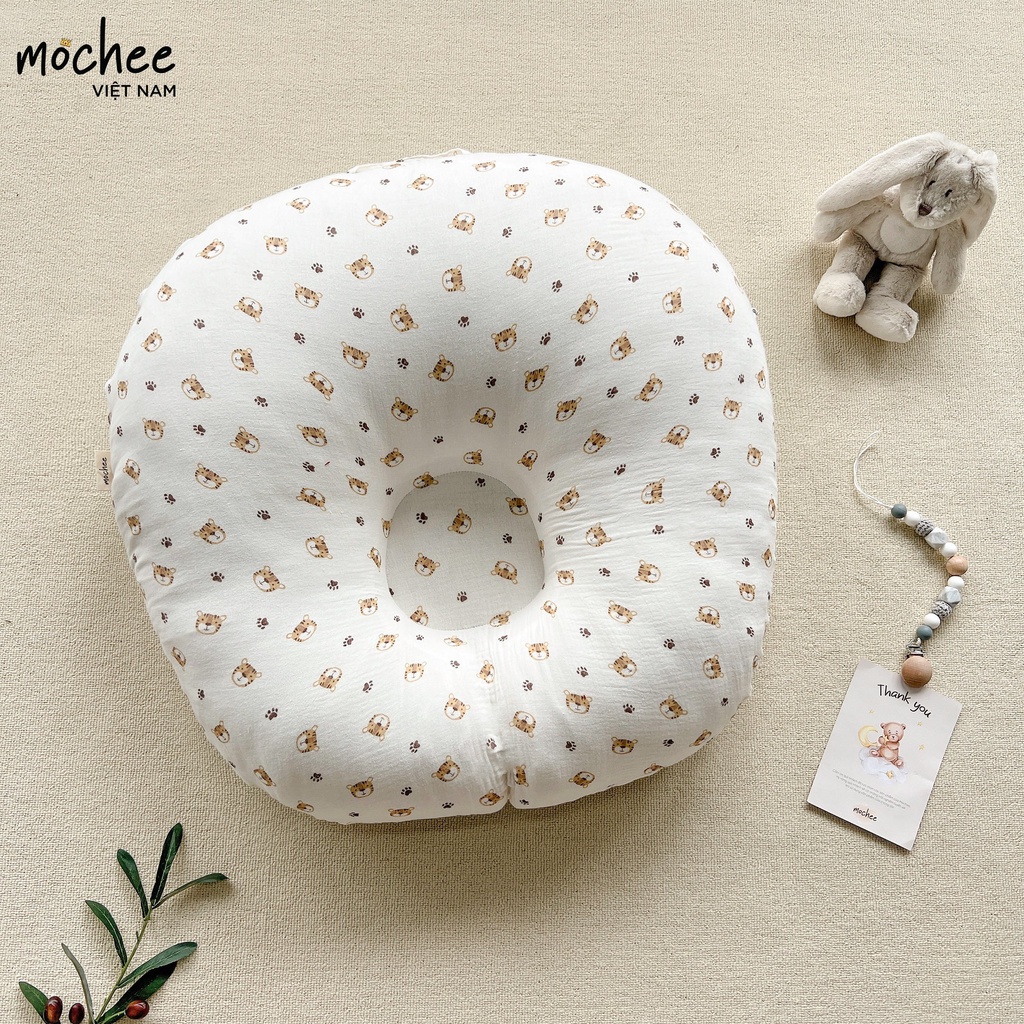 Gối Chống Trào Ngược Muslin MOCHEE VIỆT NAM Mềm Mại, Thoáng Khí, An Toàn Cho Bé