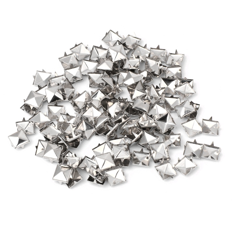 Vonl Set 100 Đinh Tán Kim Loại Hình Vuông Dùng Để Trang Trí Giày Dép / Thắt Lưng diy