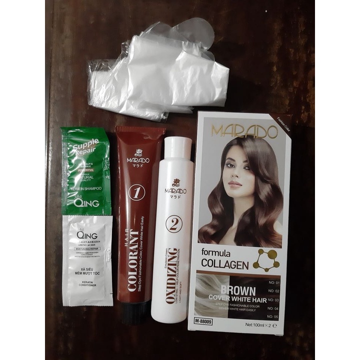 Kem nhuộm tóc phủ bạc Collagen Marado 100ml x2