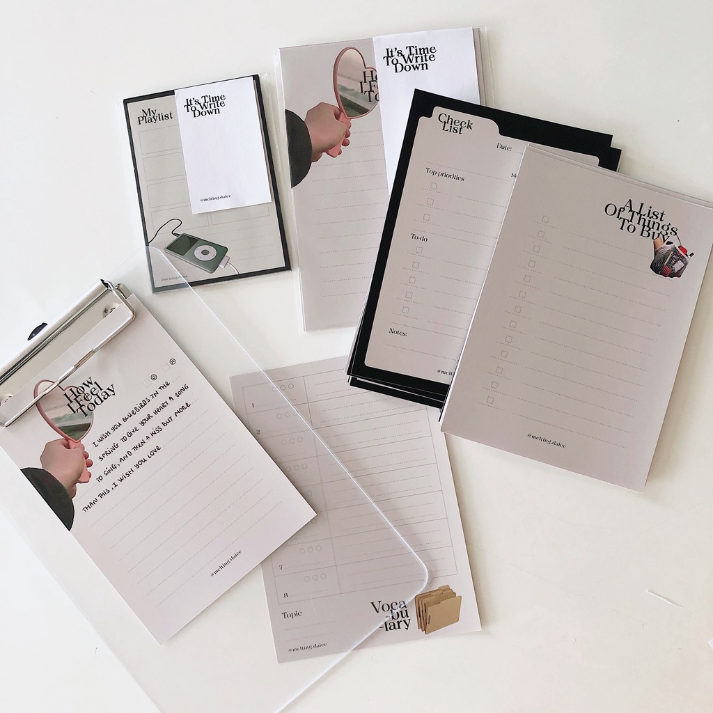 Daice ||  𝐢𝐭’𝐬 𝐭𝐢𝐦𝐞 𝐭𝐨 𝐰𝐫𝐢𝐭𝐞 𝐝𝐨𝐰𝐧 planner, paper note, checklist - tập giấy ghi chú, lập kế hoạch nhiều mẫu