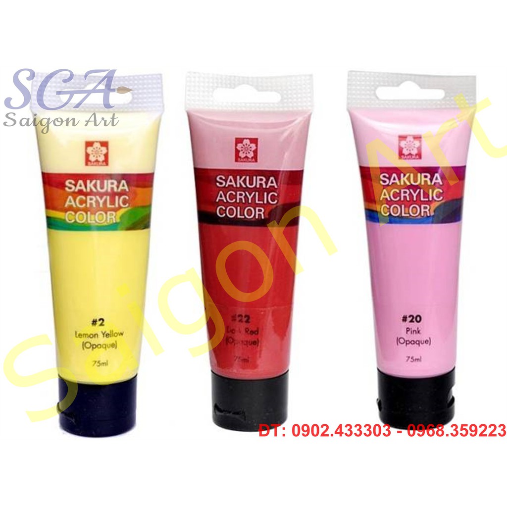 Màu Acrylic Nhật Bản SAKURA tuýp lớn 75ml (Nhóm 3)