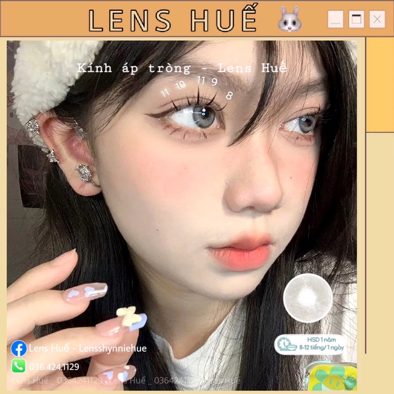 🔥 Lens xám tây viền nhẹ  LENS GRAY -Made in Korea  Lens Huế xám đi kèm makeup 😍e