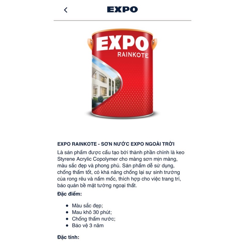 Sơn Nước Expo Ngoài Trời - Expo Rainkote Lon 5L