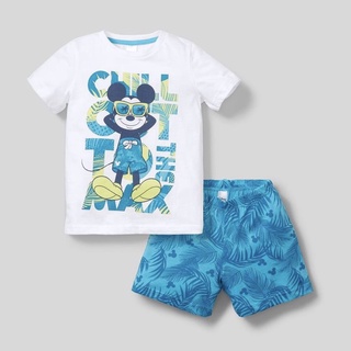 Bộc cộc tay bé trai - Bộ cộc tay cotton Mickey xanh cho bé trai size 2-7